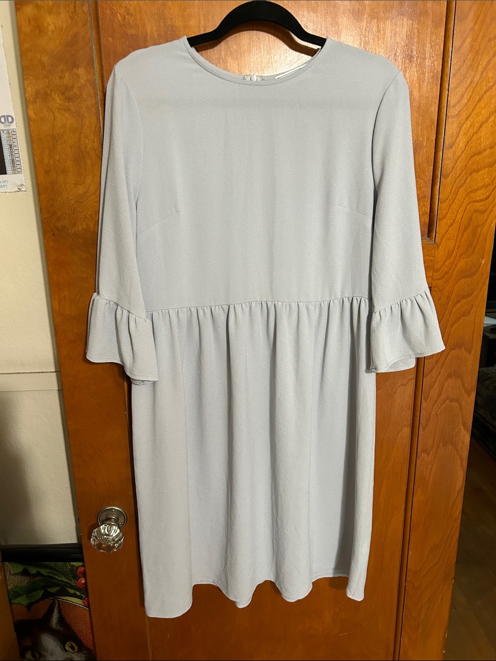 Ces Femme Pale Blue Ruffle-Sleeve Dress